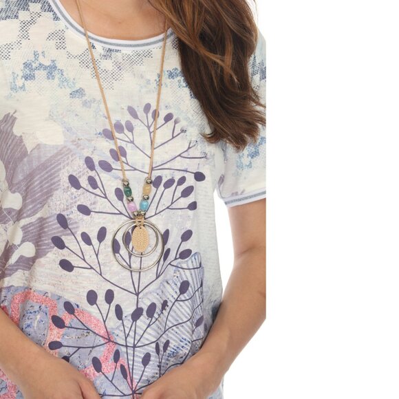 Purple White Bloom Fusion Top - Picture 2 of 6